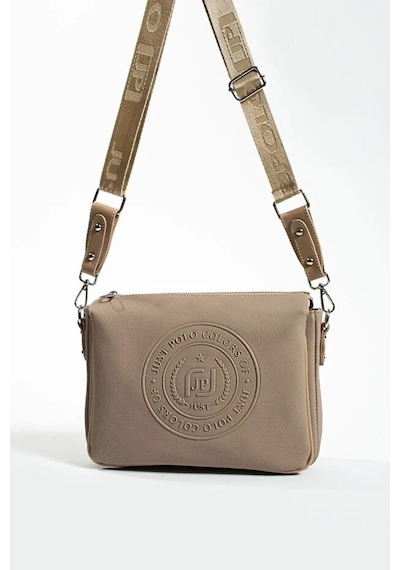 Just Polo Kadın Günlük Kullanıma Uygun Ayarlanabilir Askılı Lakoste Kumaş Şık Omuz Çantası Shopper Kum