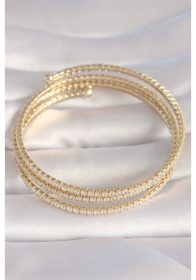 Pirinç Gold Renk Zirkon Taşlı Vıp Seri Kadın Bileklik Bileklik Çok Renkli