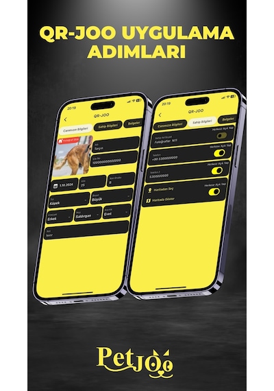 Petjoo 14.Koa Sarı-Pembe Qr'lı Köpek Künyesi