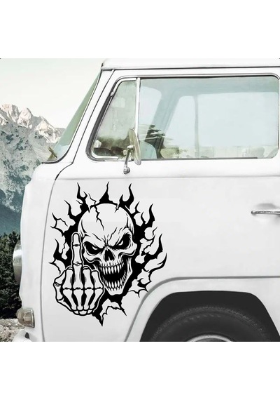 İskelet Kurukafa Sticker - İskeletor Kurukafa Kuru Kafa Sticker - Araba Oto Motosiklet Karavan Cam Laptop Sticker - 00352 40x33 Cm