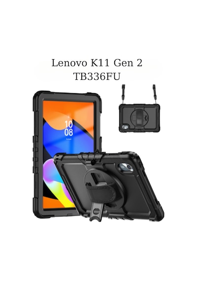 Lenovo K11 Gen 2 Tb336fu İle Uyumlu Defender Askılı 360 Dönebilir Standlı Zırh Tablet Koruyucu Kılıfı Korumalı Kapak