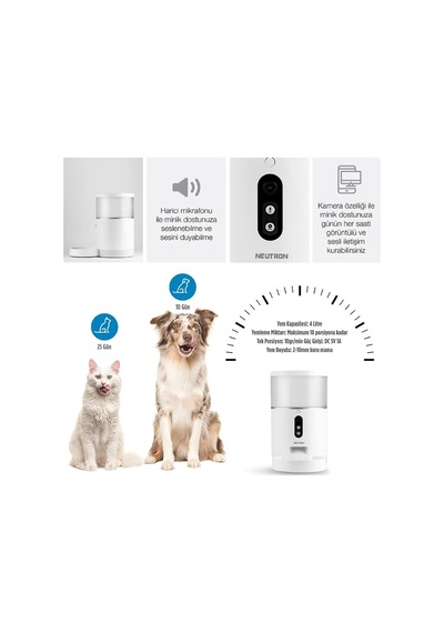 Ayrex Neutron Kameralı Ve Sesli Akıllı Mama Kabı Wi-fi Destekli - Smart Pet Feeder - App İle Kontrol