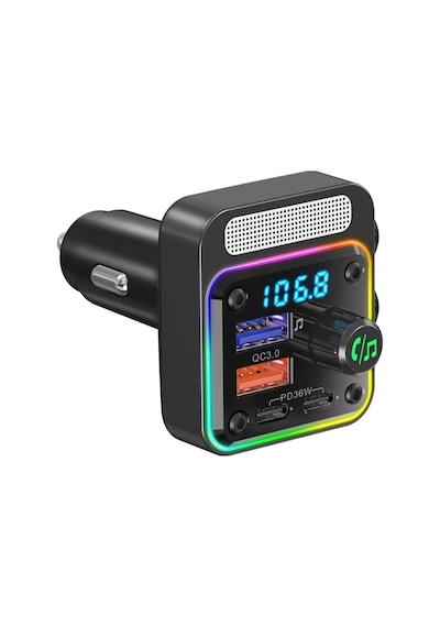 Lapas Fmt-01 36w Hızlı Şarj Destekli Dijital Göstergeli Bluetooth Fm Transmitter Siyah