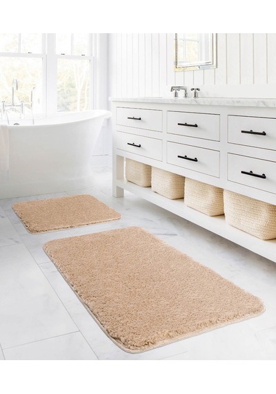 Koza Home Koza Home Segura Peluş Bej Kaydırmaz Taban Banyo Paspası Bej