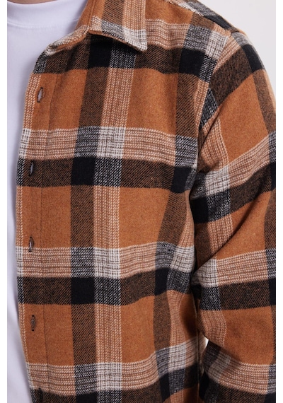 Tudors Erkek Slim Fit Dar Kesim Kareli Kışlık Oduncu Gömlek-42099 Çok Renkli