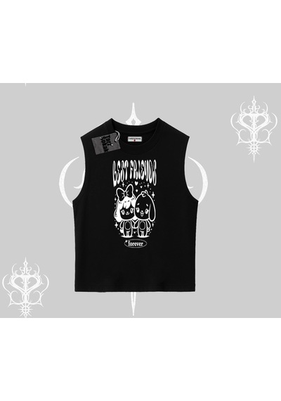 Tarzsokak Kolsuz Tshirt Best Friends Forever Baskılı Sevimli Tasarım Siyah Tarzsokak Kolsuz Tshirt Best Friends Forever Baskılı Sevimli Tasarım Siyah