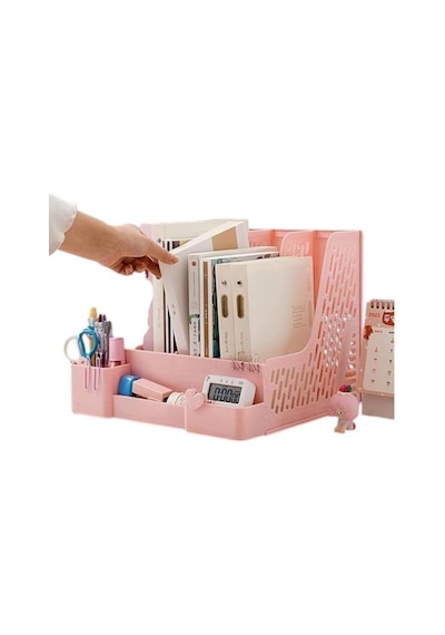 Ops Mg 124 Pastel Mor 4 Bölmeli Modüler Tasarım Organizer Kalemlikli Magazinlik Klasör Arşiv Kutusu Demonte