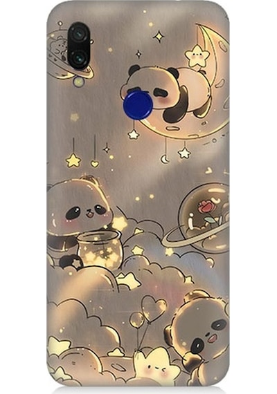 Xiaomi Redmi Note 7 Uyumlu Panda Ve Gezegenler Desenli Silikon Kılıf