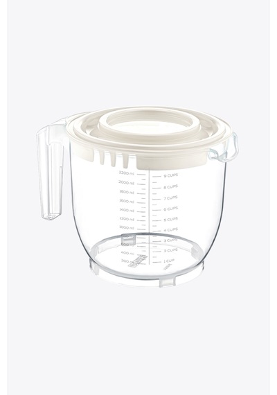 2200 Ml Şeffaf Ölçekli Mikser Karıştırma Kabı - Sıçratmayan Mixer Ölçü Kabı Şeffaf