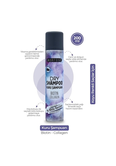 Kuru Şampuan Biotin Collagen 200 Ml - Koyu Renkli Saçlar - Mrfs