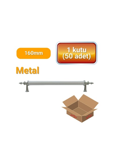 50 Adet Zirve Kroma Beyaz Metal Mobilya Kulpu 160mm Beyaz - Krom