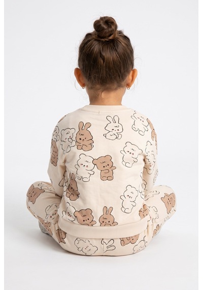 Minipomes Kız Bebek Too Cute Tedy Eşofman Takım Bej