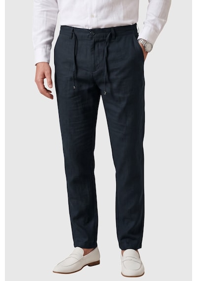Deepsea Lacivert Slim Fit Likralı Keten Dokulu Lastikli Belli İpli Yazlık Erkek Pantolon 2603001 Deepsea Lacivert Slim Fit Likralı Keten Dokulu Lastikli Belli İpli Yazlık Erkek Pantolon 2603001