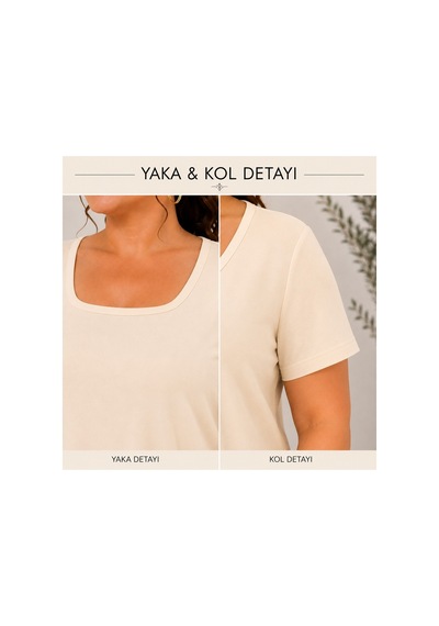 Paw Garage Kadın Büyük Beden Günlük Bluz - Kare Yaka Kısa Kol Bluz 3xl Sıyah 3xl Sıyah Pwgdad5112