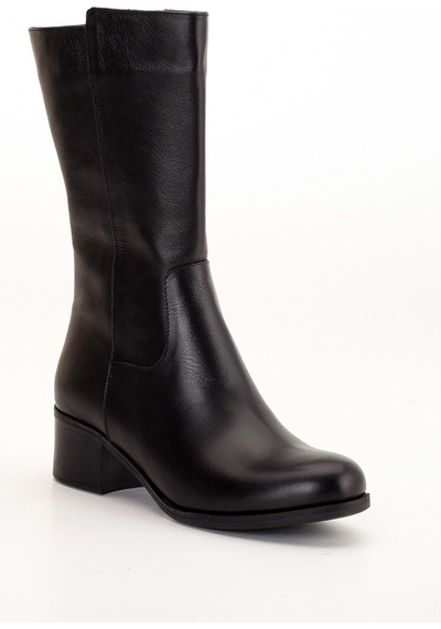 Analin Shoes Kadın Hakiki Deri Klasik Fermuarlı Çizme Siyah