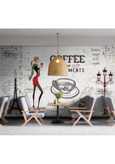 Kahve - Coffee Salonları İçin Özel Tasarım Duvar Kağıdı