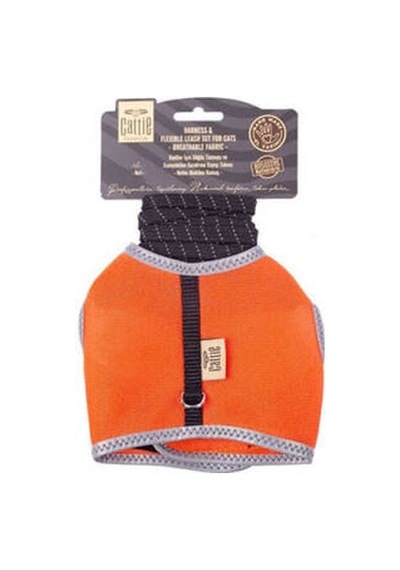 Havalı Dokuma Kedi Ve Gezdirme Tasması Medium Turuncu 1x25-35 Cm