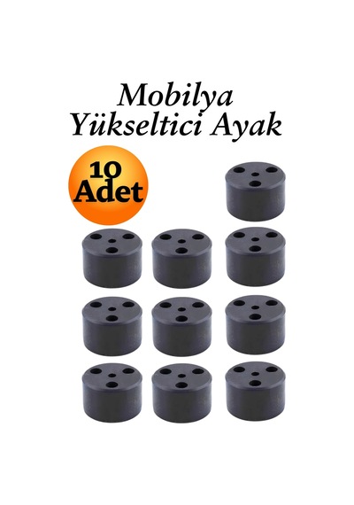 Capsule 3.7 Cm Siyah 10 Adet Mobilya Ayak Yükseltici Baza Ayağı Koltuk Kanepe Altı Puf Ayakları Siyah Siyah