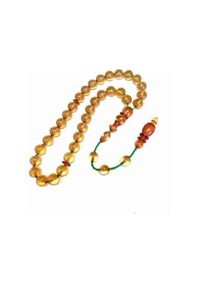 ATEŞ KEHRİBAR TESBİH ŞEFFAF SARI KÜRE MODEL