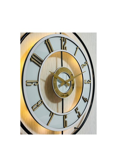 Pey Aksesuar Metal Camlı Duvar Saati 50 X 70 Cm Orta Boy Işıklı Gerçek Cam M51-siyah-şefaf-beyaz-gold M51-siyah-şefaf-beyaz-gold