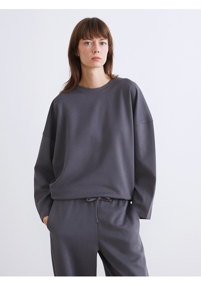 Lcw Vision Antrasit Bisiklet Yaka Kadın Sweatshirt