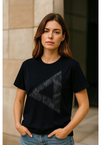 Kadın Rahat Kesim Bisiklet Yaka Baskılı Beyaz T-shirt Çok Renkli