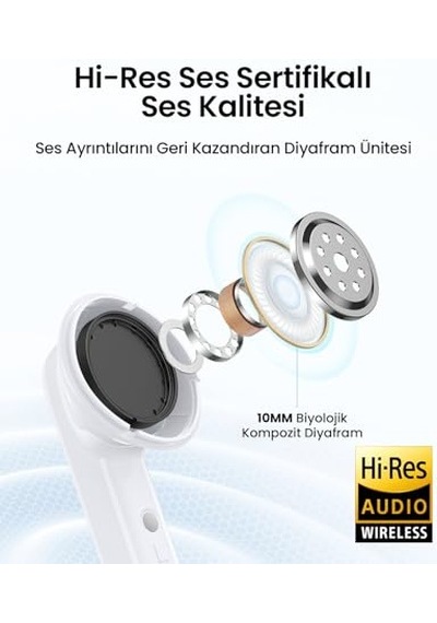 Hitune T6 Magic Aktif Gürrültü Engelleyici Ekranlı Kablosuz Kulak İçi Kulaklık, 30 Saat Çalma Süresi, 4 Mikrofo Genel