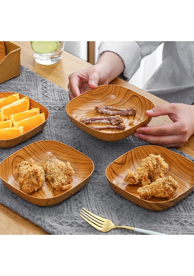 El İşi Ahşap Meze Tepsileri Seti 9 - Partiler Ve Ev Dekorasyonu İçin Kare Tatlı Tabaklar