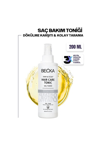 Becka Keratin Saç Toniği Kolay Tarama & Dökülme Karşıtı Biotin Caffein 200 Ml