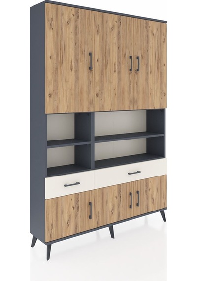 Arges Dolap 8 Raflı 2 Çekmeceli 6 Kapaklı 132x30x195 Antrasit... Antrasit