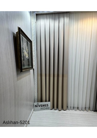 Nivemeshome Aslıhan Vizon Ft632116 V-5201 1/3 Sık Pile Fon Perde Apm Vizon