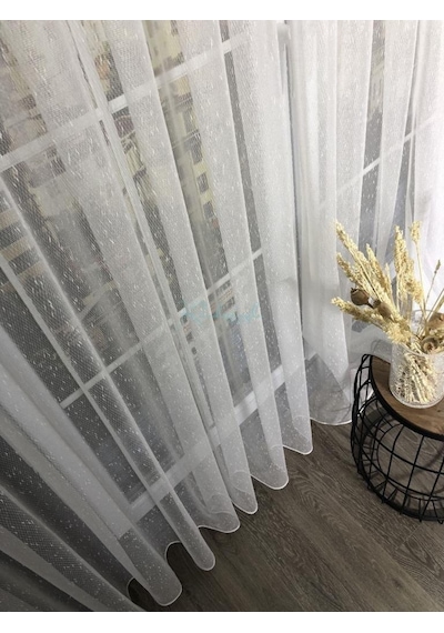 Tül Perde Brillant Kar Yağdı Etek Kurşun Sarım Düz Tül Sarı Tül Perde Brillant Kar Yağdı Etek Kurşun Sarım Düz Tül Sarı