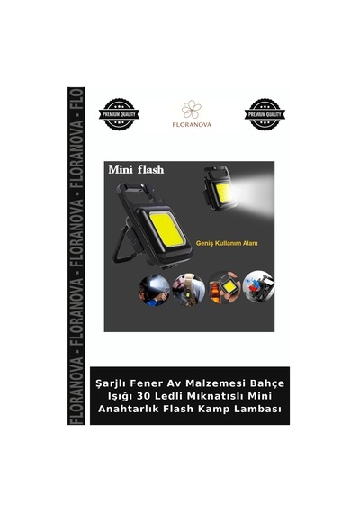 Şarjlı Fener Av Malzemesi Bahçe Işığı 30 Ledli Mıknatıslı Mini Anahtarlık Flash Kamp Lambası