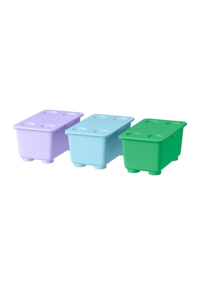 Ikea Glıs 3'lü Kapaklı Saklama Kutusu 10 X 17 X 8 Cm Çok Renkli