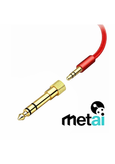 Metai 6.35mm 3.5mm Jack Dönüştürücü Adaptör Altın Kaplama Amfi, Mikrofon, Kulaklık Uyumlu