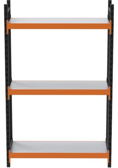 3 Katlı Duble Dekoratif Midi Rack - Ekonomik Depo,arşiv, Kiler Rafı Siyah-turuncu-46x90 Cm-100 Cm Çok Renkli