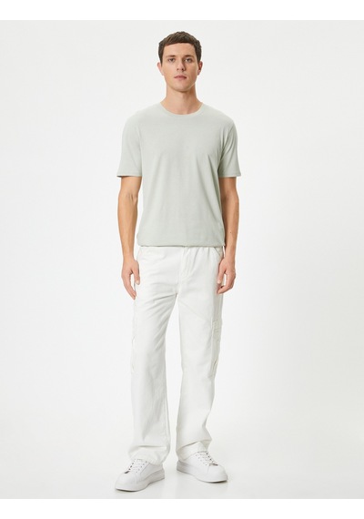 Koton Basic Tişört Slim Fit Bisiklet Yaka Kısa Kollu Yeşil 4sam10842hk Yeşil