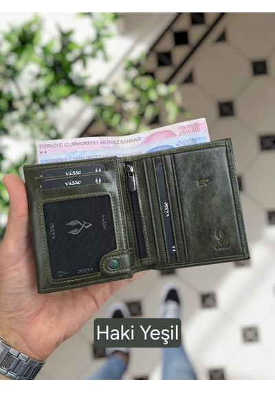 Visso 114 Yeşil Hakiki Deri İsimli Cüzdan Kartlık Çanta Yeşil