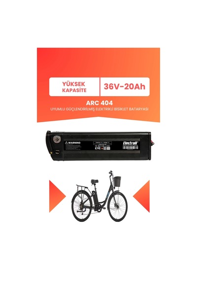 Arc 404 Uyumlu 36v 20ah Elektrikli Bisiklet Bataryası Siyah