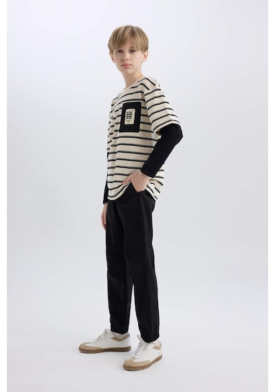 DeFacto Erkek Çocuk Jogger Fit Jogger Paça Gabardin Pantolon B6713A825SMBK81