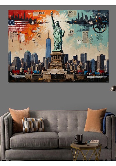 Ahşap Tablo Özgürlük Heykeli Ve New York Çocuk Odası Tabloları