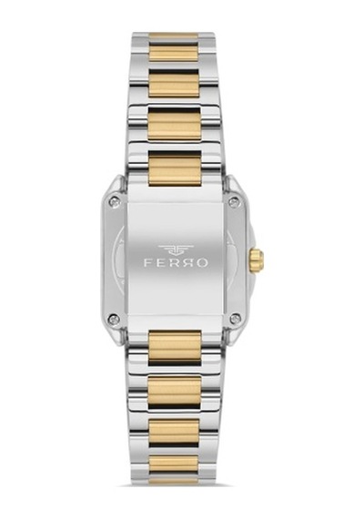 Ferro Quartz Çelik Altın/gri Siyah Kadran 28 Mm Kadın Kol Saati