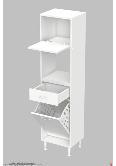 Vio 50 Cm Fırın Dolabı Sepetli Çekmeceli 1 Kapak Mini Midi Mutfak Dolabı 50 Cm