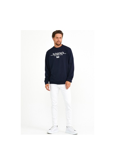 Erkek Bisiklet Yaka Regular Fit Tokyo Basklı Sweatshirt Spr22sw1 001