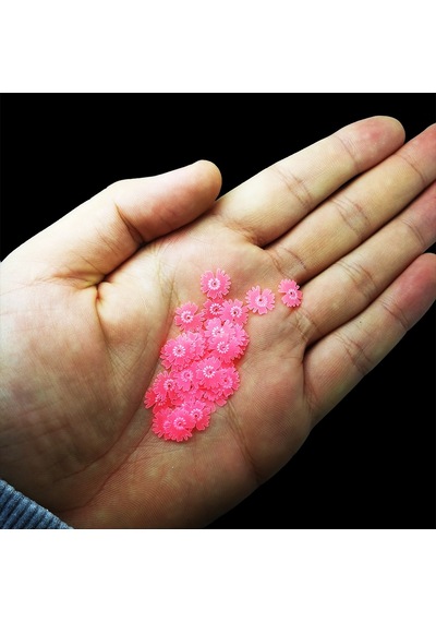 Epoksi Süsleme Pulu - Fosforlu Pembe Çiçek