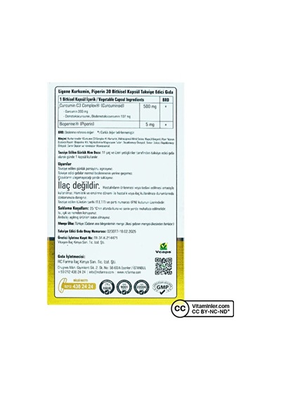 Ligone Curcumin Complex 30 Kapsül