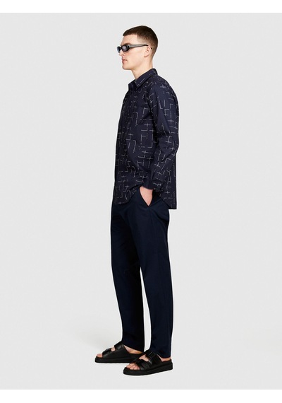 Sisley %100 Pamuk Beli Büzgülü Slim Confort Fit Pantolon Erkek Lacivert Pantolon - 324p4ıuksf046