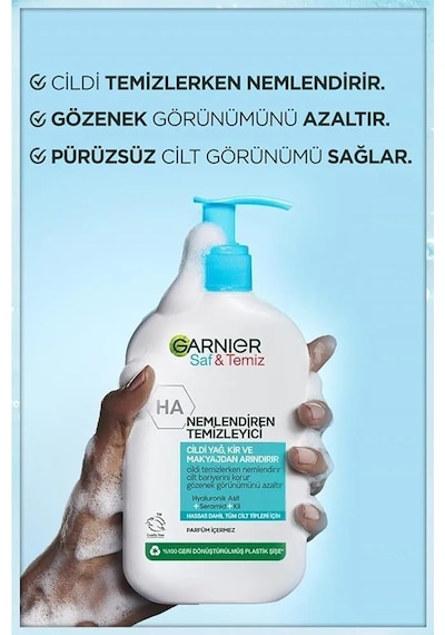 Garnier Saf&Temiz Nemlendiren Yüz Temizleme Jeli 150 ML + Saf&Temiz 3’ü 1 Arada Temizleyici Peeling Maske 50 ML