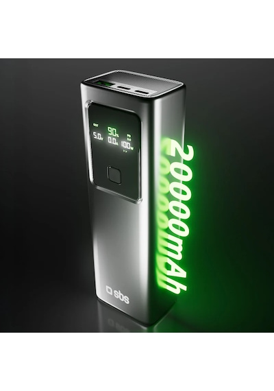 Sbs 20.000 Mah 100w Power Delivery Powerbank Lcd Ekran 2x Usb-c Pd 100w + Usb-a 22.5w Dizüstü Bilgisayar Uyumlu Silver-Gri Sbs 20.000 Mah 100w Power Delivery Powerbank Lcd Ekran 2x Usb-c Pd 100w + Usb-a 22.5w Dizüstü Bilgisayar Uyumlu Silver-Gri