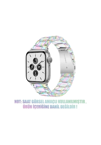 Apple Watch Ultra 2 İçin Kordon Stainless Transparent Clear Çok Renkli Watch Ultra 2 İle Uyumlu Kordon - Çok Renkli